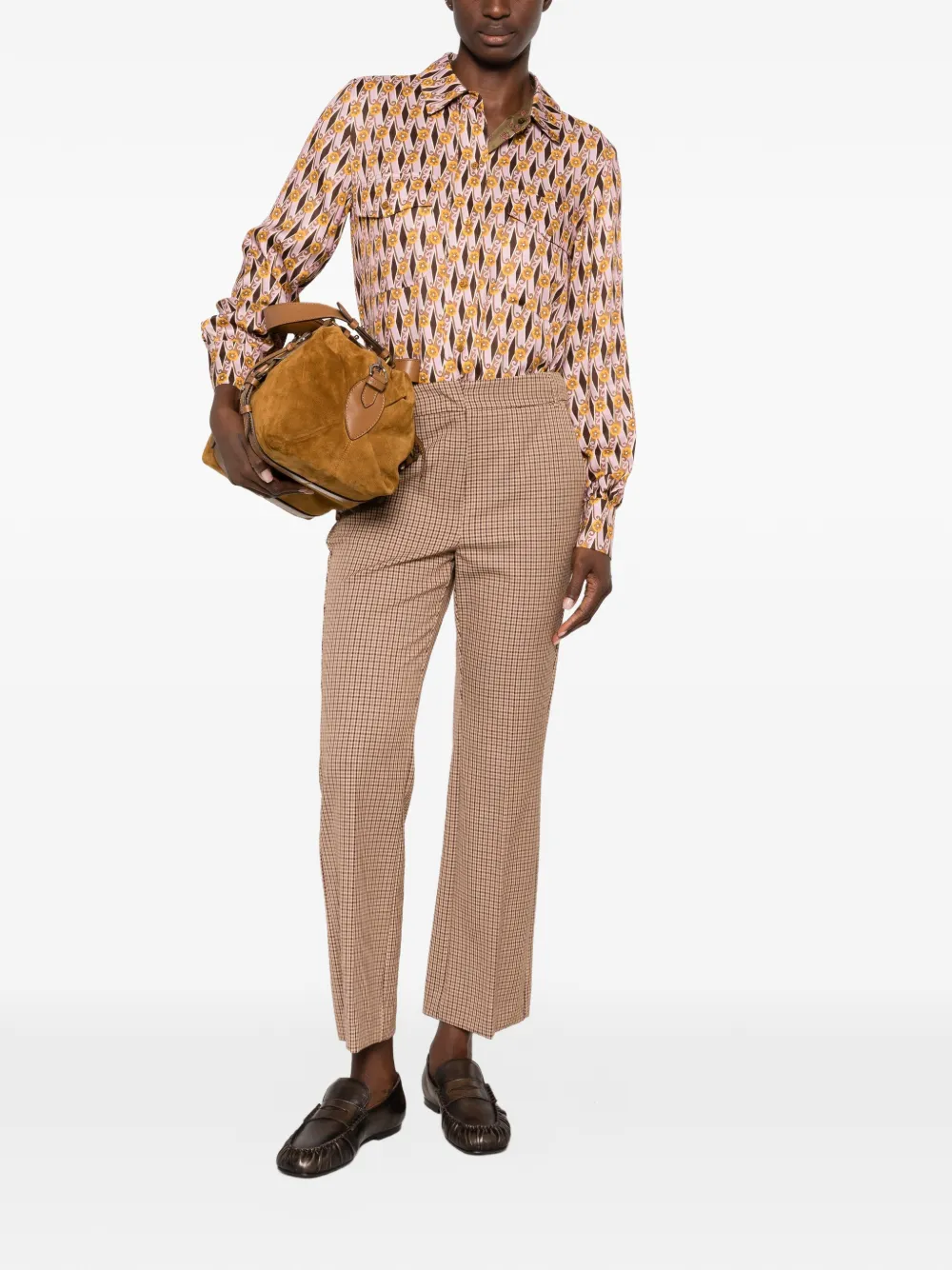 I BLUES Geruite pantalon Beige