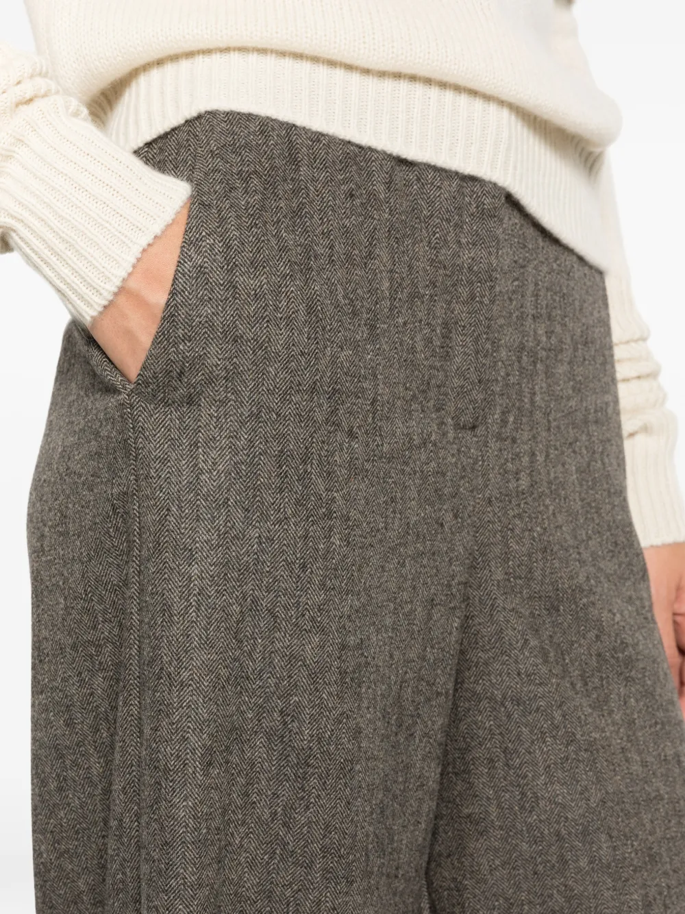 I BLUES Broek met visgraatpatroon Groen