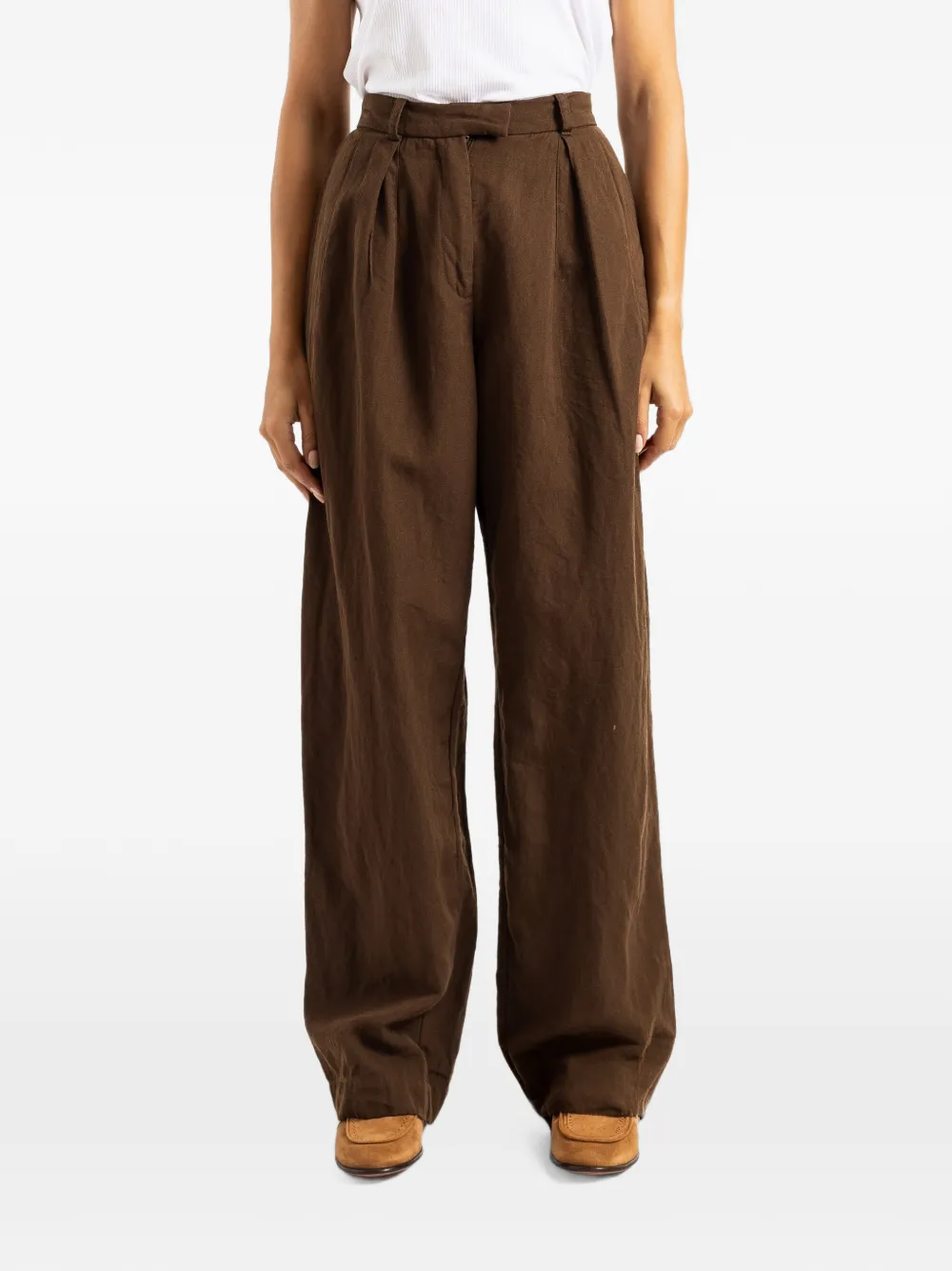 Casey Casey Coco Pleated Trousers In Brown