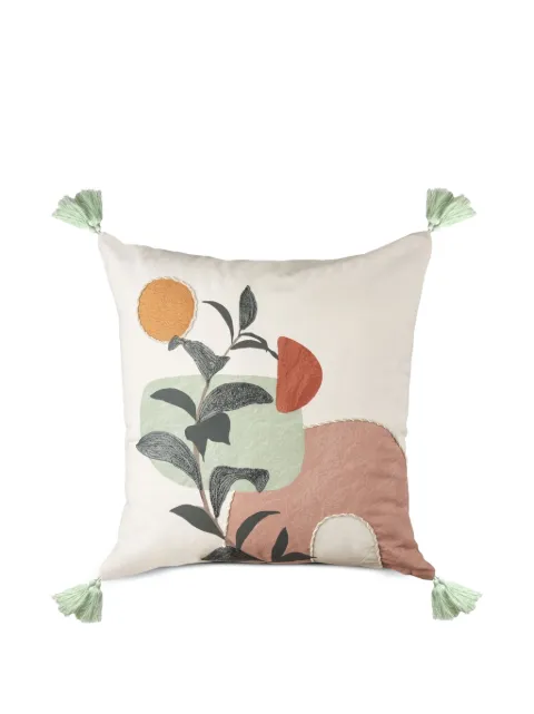 L'OCA NERA embroidered tassel-trim cushion