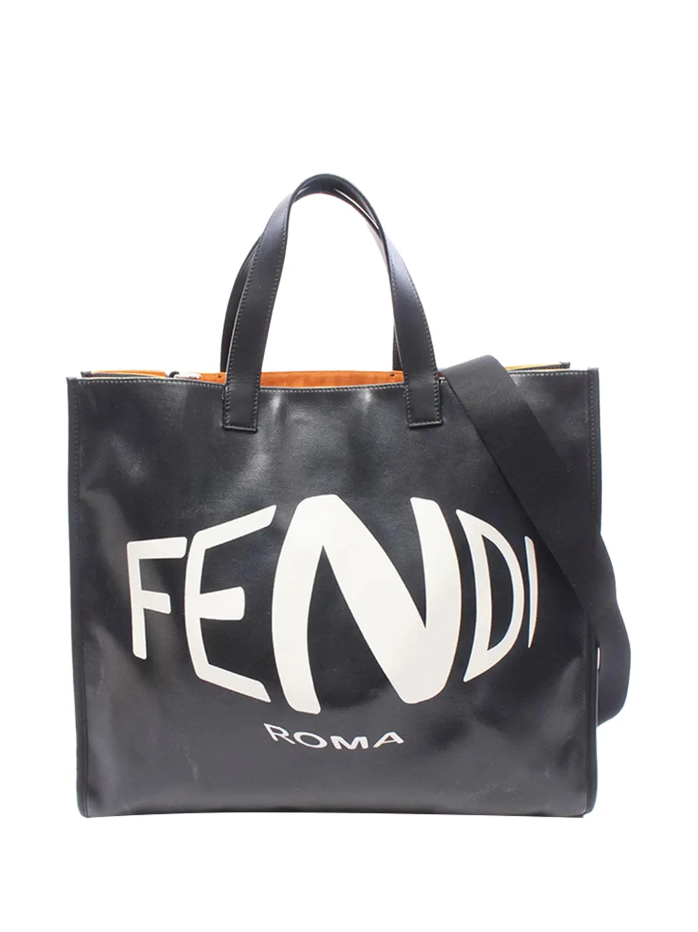 Fendi Pre-Owned 2010-2026 x Sarah Coleman Fisheye Logo Coated Canvas Shopping Tote satchel - Nero