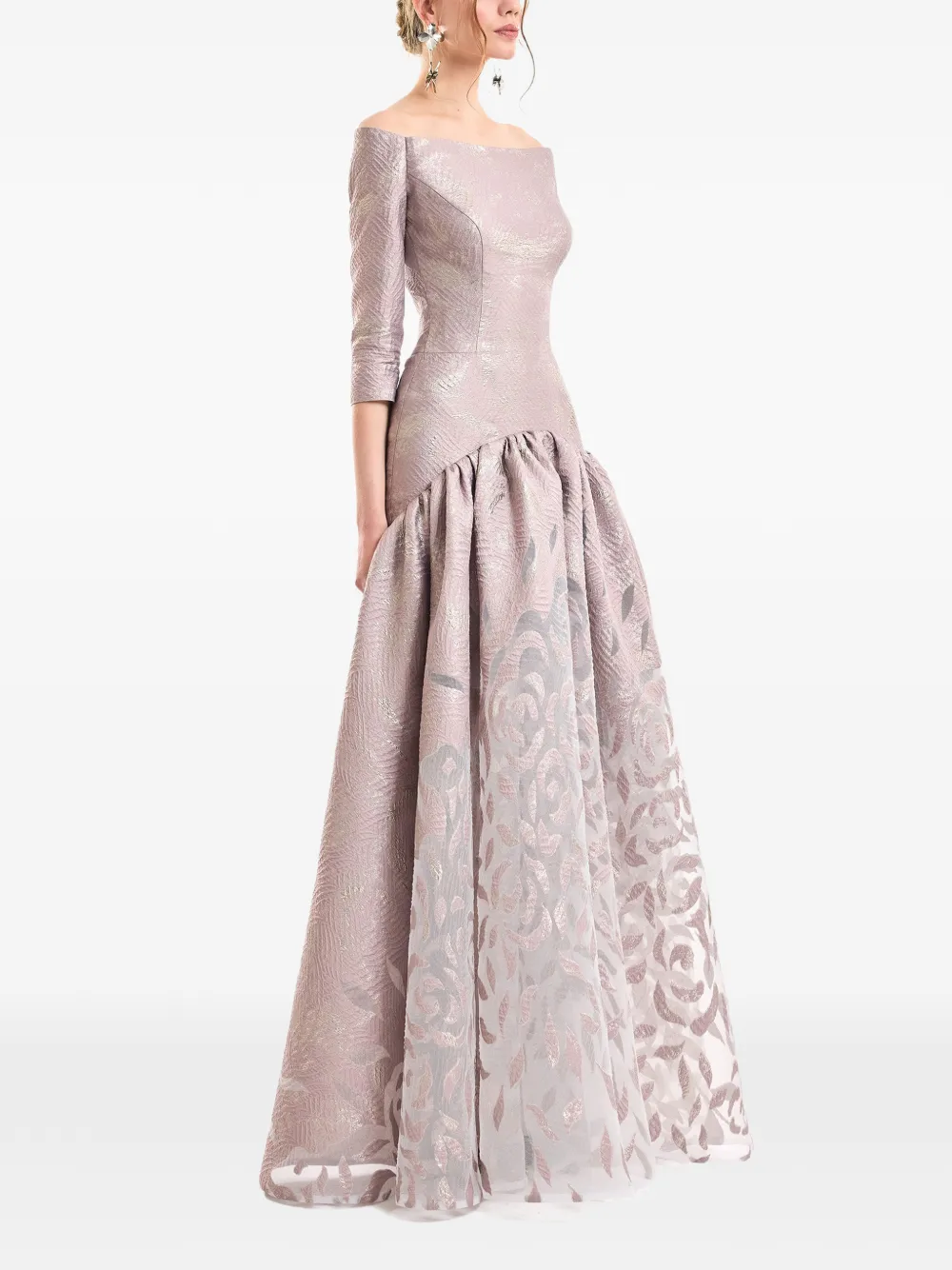 Gemy Maalouf Off-shoulder jurk met jacquard Roze