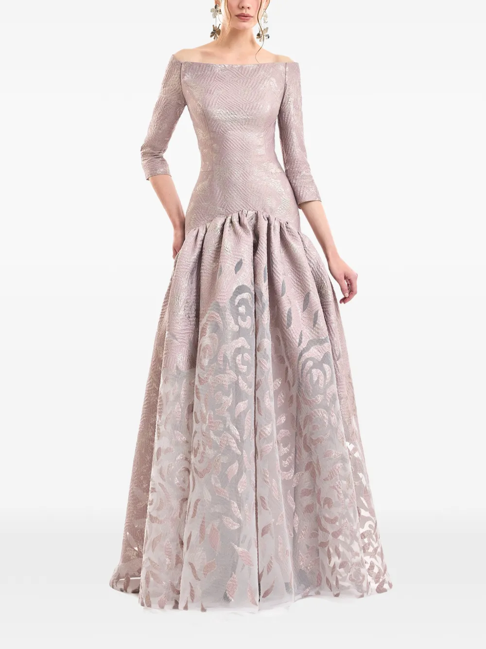 Gemy Maalouf Off-shoulder jurk met jacquard Roze