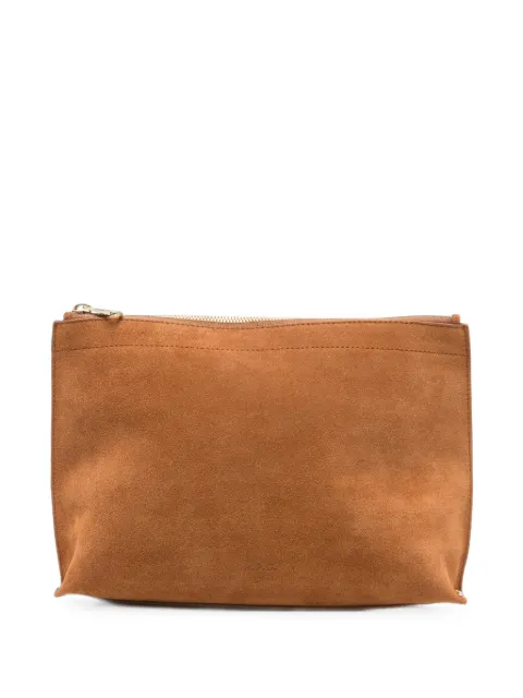 A.P.C. suede logo-print clutch bag
