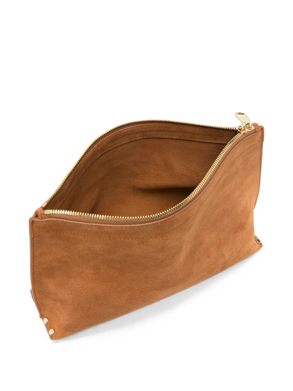 A.P.C. Suède clutch met logo-print Bruin
