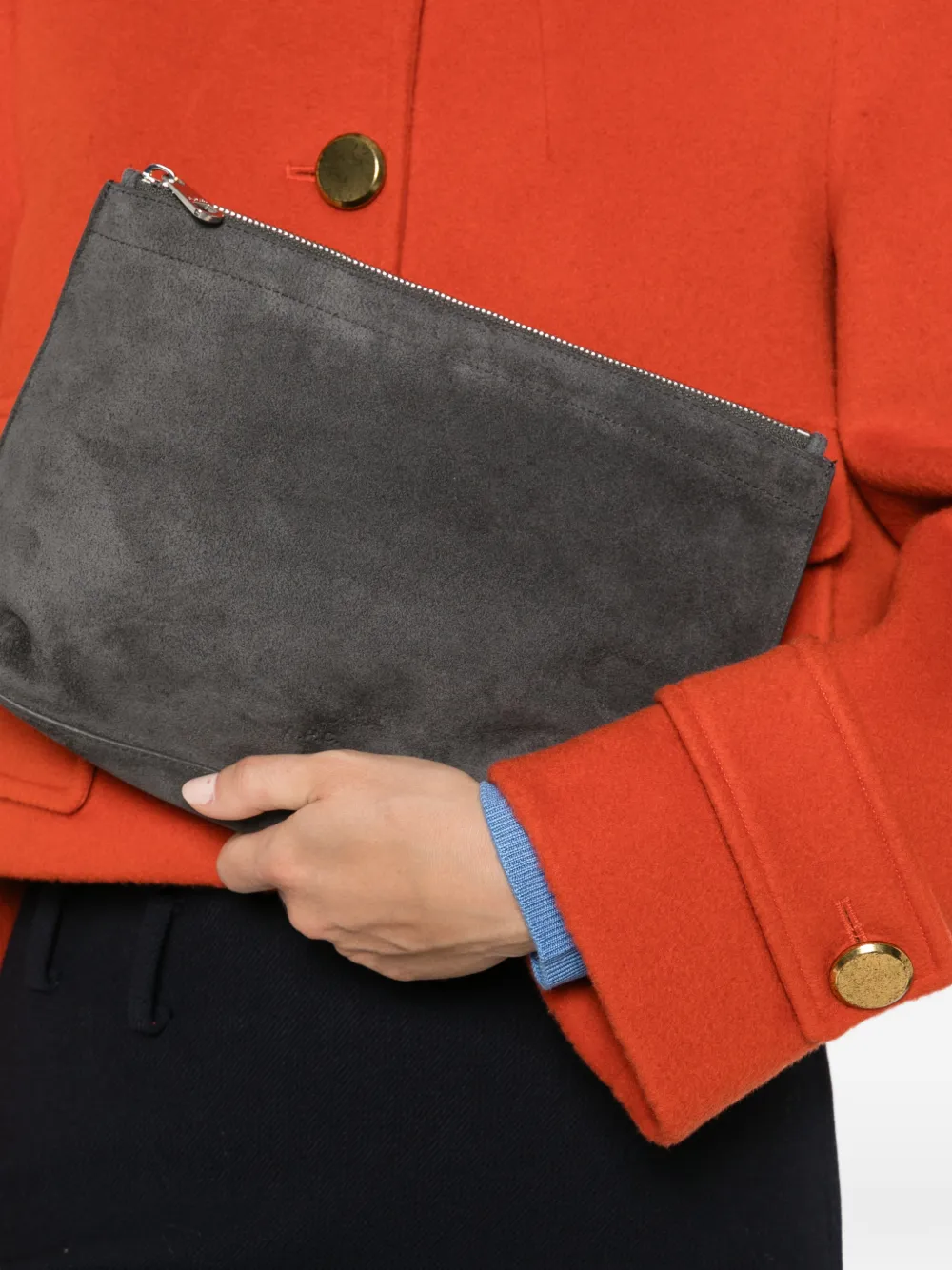 A.P.C. Suède clutch met rits Grijs