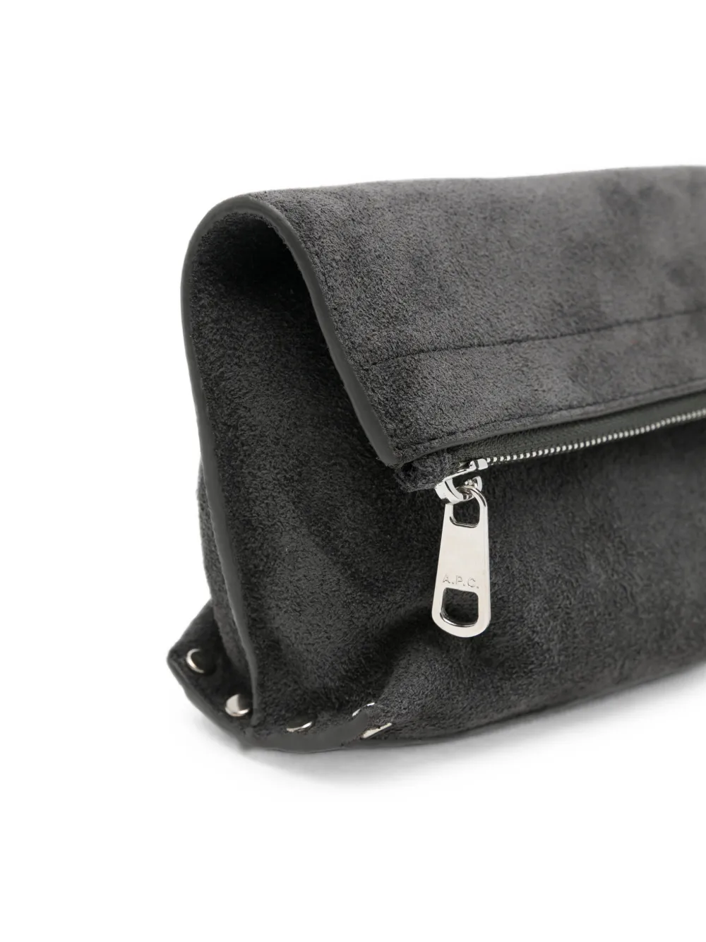 A.P.C. Suède clutch met rits Grijs