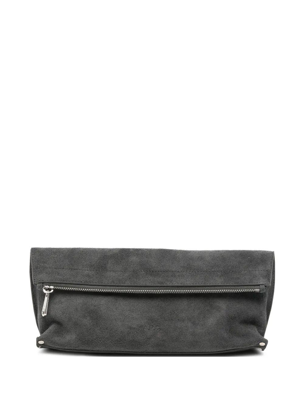 A.P.C. suede zip-top clutch bag - Grigio