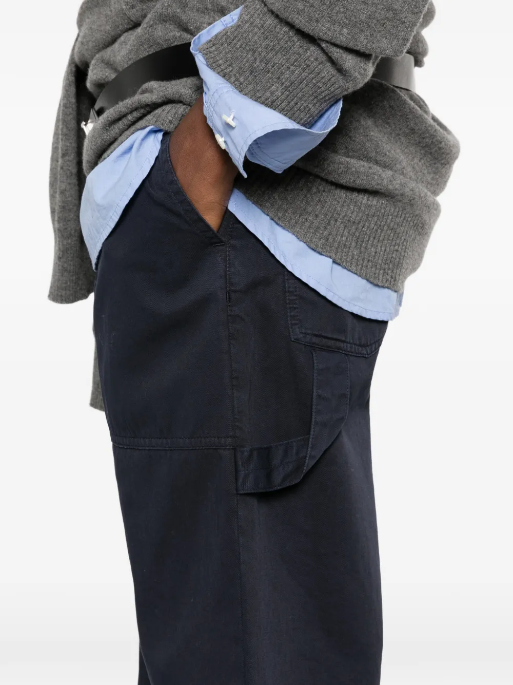 MM6 Maison Margiela patch-pocket straight-leg trousers Blauw