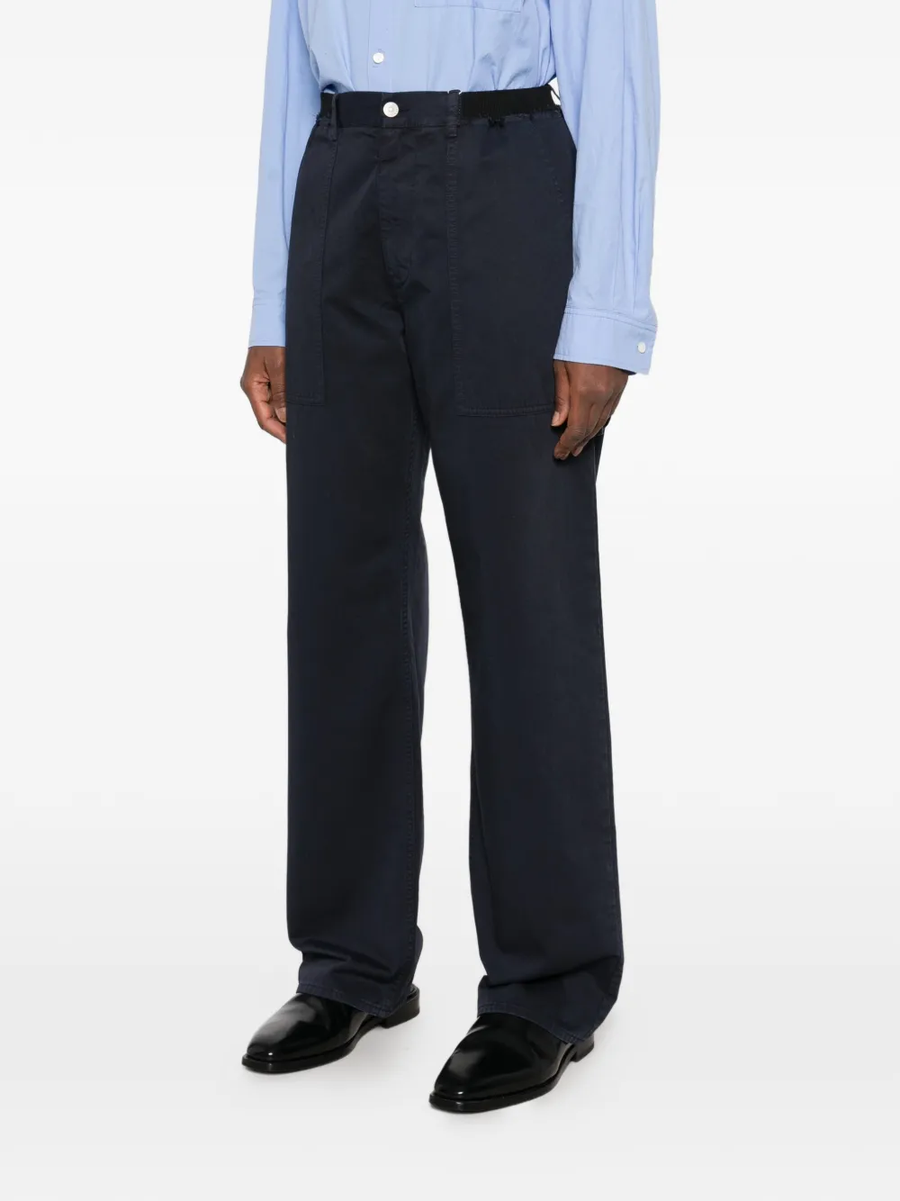 MM6 Maison Margiela patch-pocket straight-leg trousers Blauw