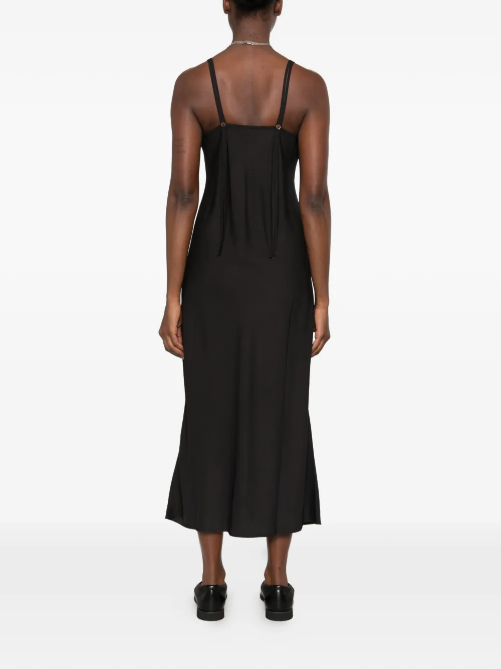 OUR LEGACY Glide button-detailed scoop-neck midi dress Zwart