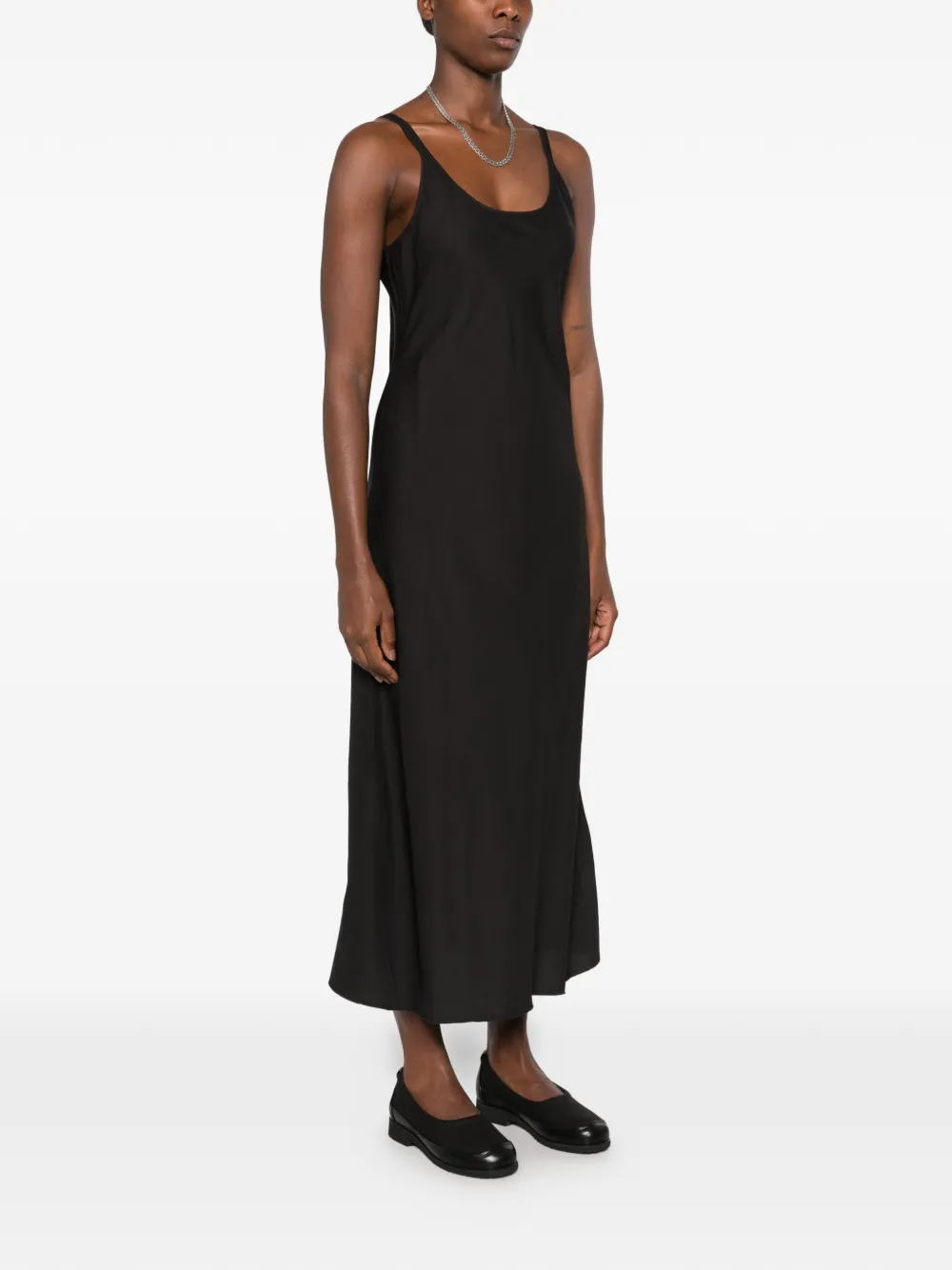 OUR LEGACY Glide button-detailed scoop-neck midi dress Zwart