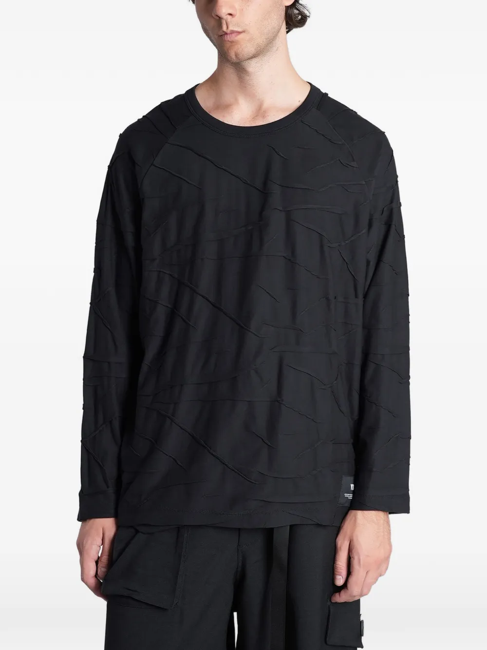 Y-3 distressed-effect raglan-sleeve sweater - Noir Y-3 distressed-effect raglan-sleeve sweater - Noir