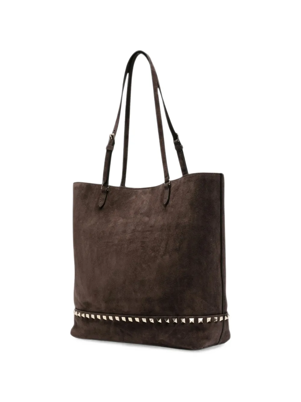 Valentino Garavani Rockstud suede tote bag - Marrone