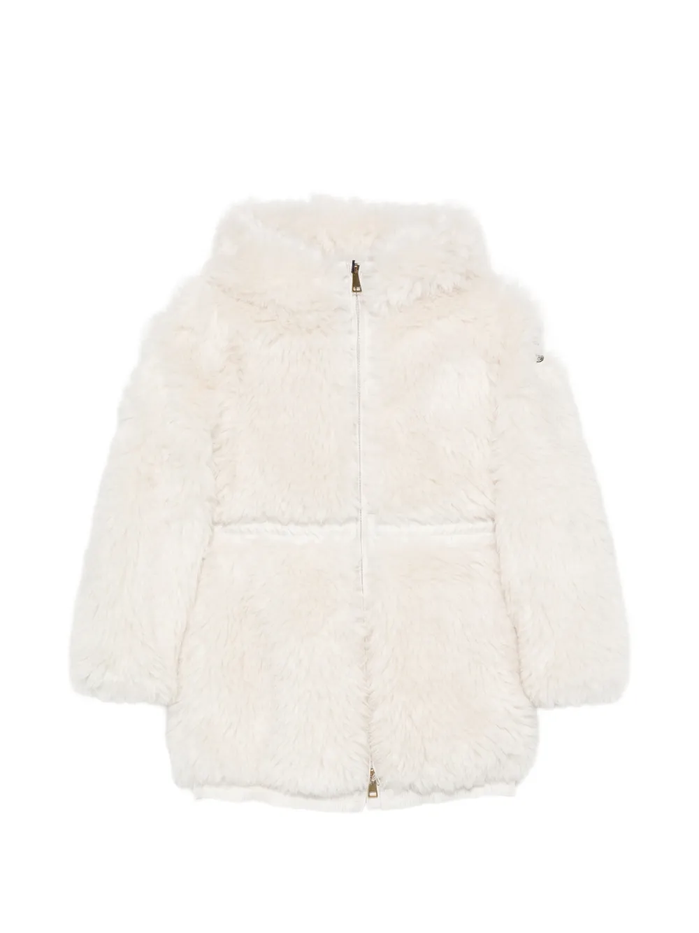 Moncler Enfant manteau en fourrure artificielle à capuche - Blanc Moncler Enfant manteau en fourrure artificielle à capuche - Blanc