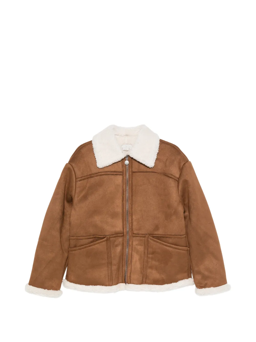 Stella McCartney Kids manteau en suédine à bords en peau lainée - Marron Stella McCartney Kids manteau en suédine à bords en peau lainée - Marron
