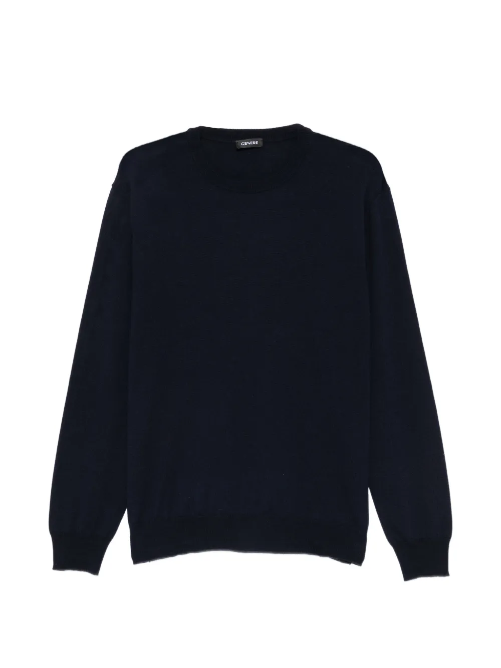 Cenere Ribbed-trim Crew-neck Sweater In Blue