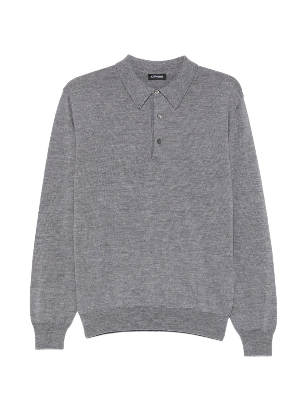 Cenere Long-sleeved Polo Shirt In Gray