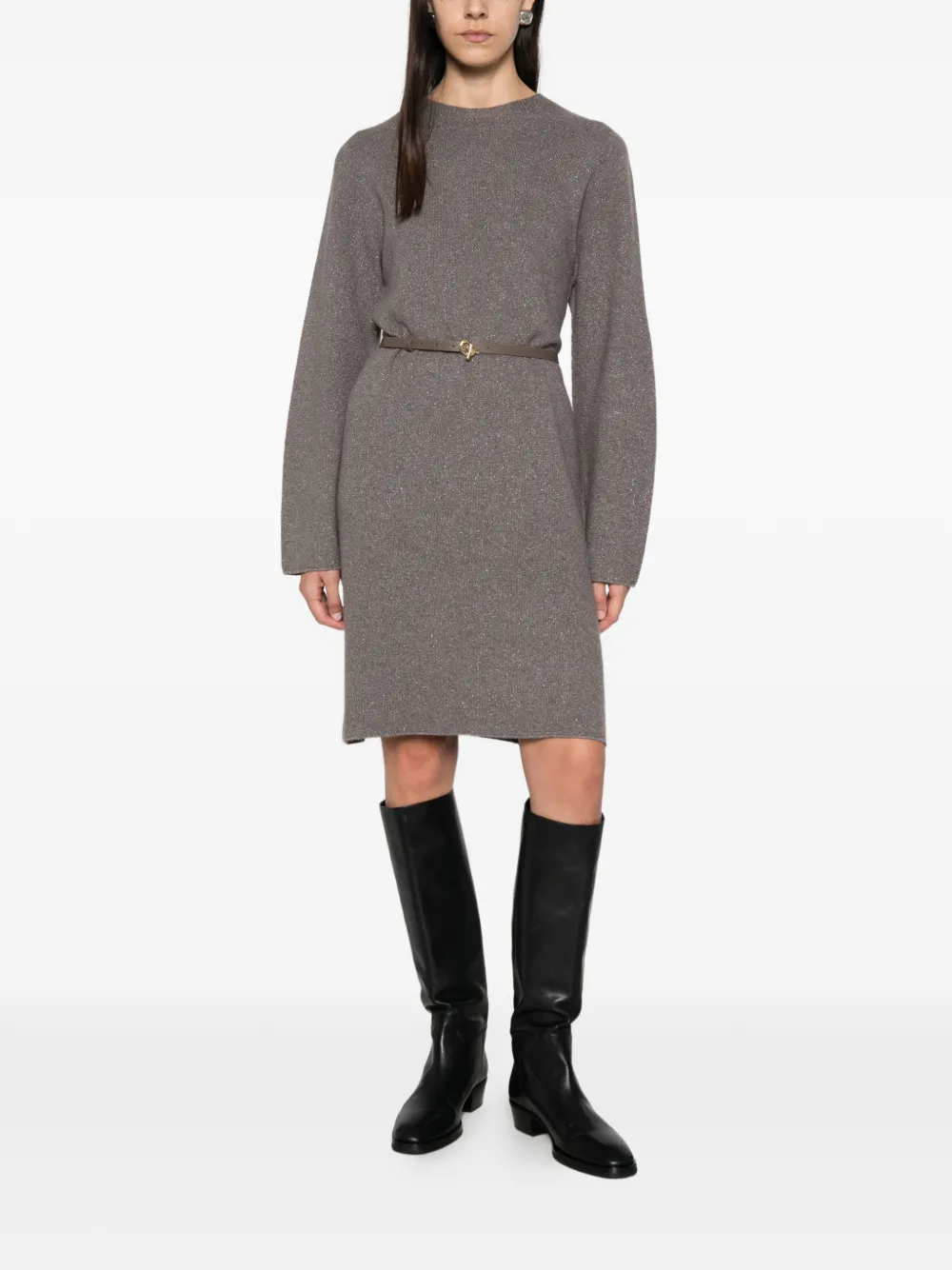 Fabiana Filippi Gebreide mini-jurk met ceintuur Grijs