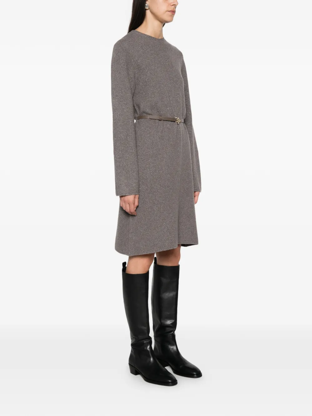 Fabiana Filippi Gebreide mini-jurk met ceintuur Grijs