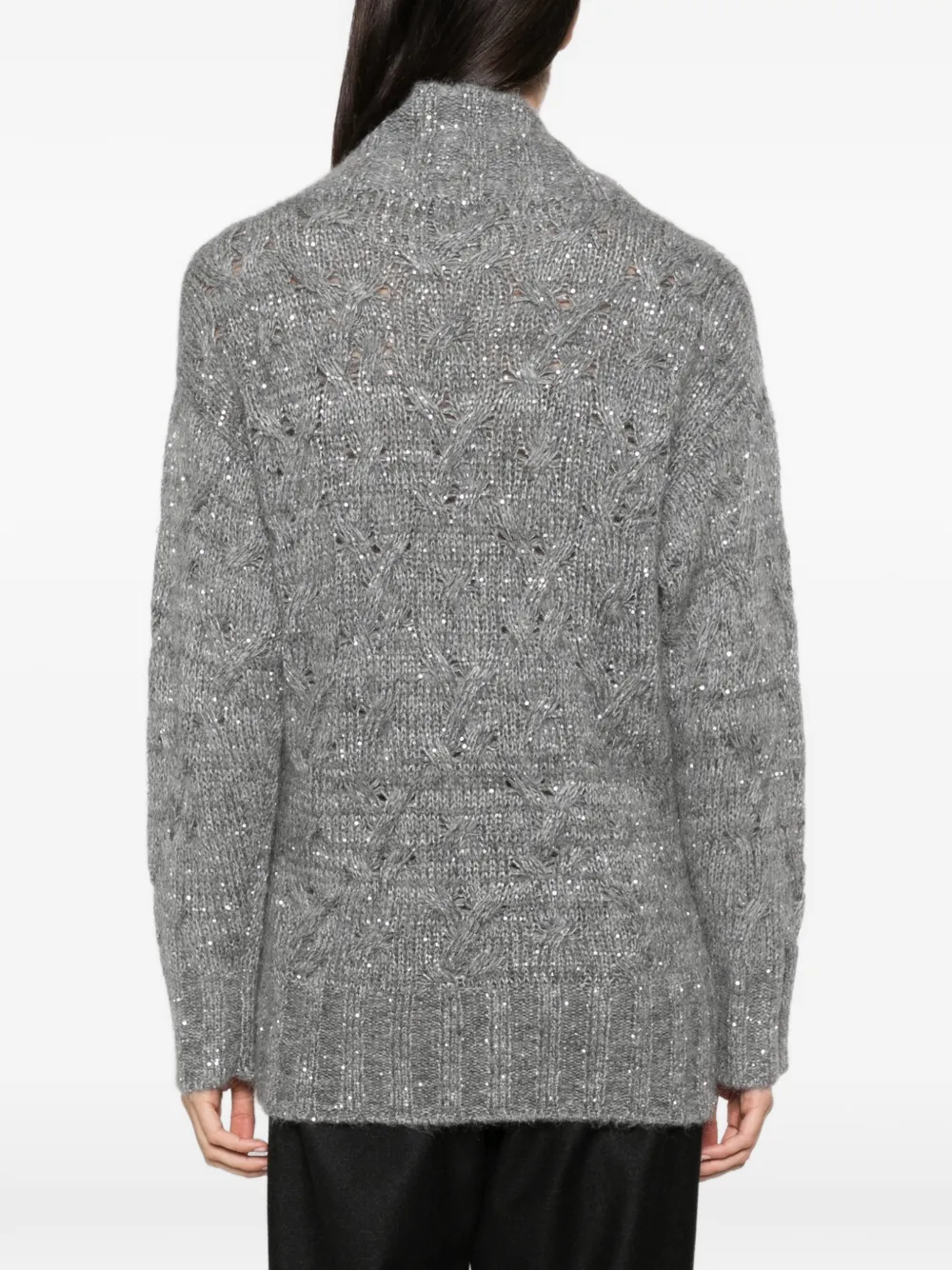 Fabiana Filippi sequin-embellished cable-knit sweater Grijs