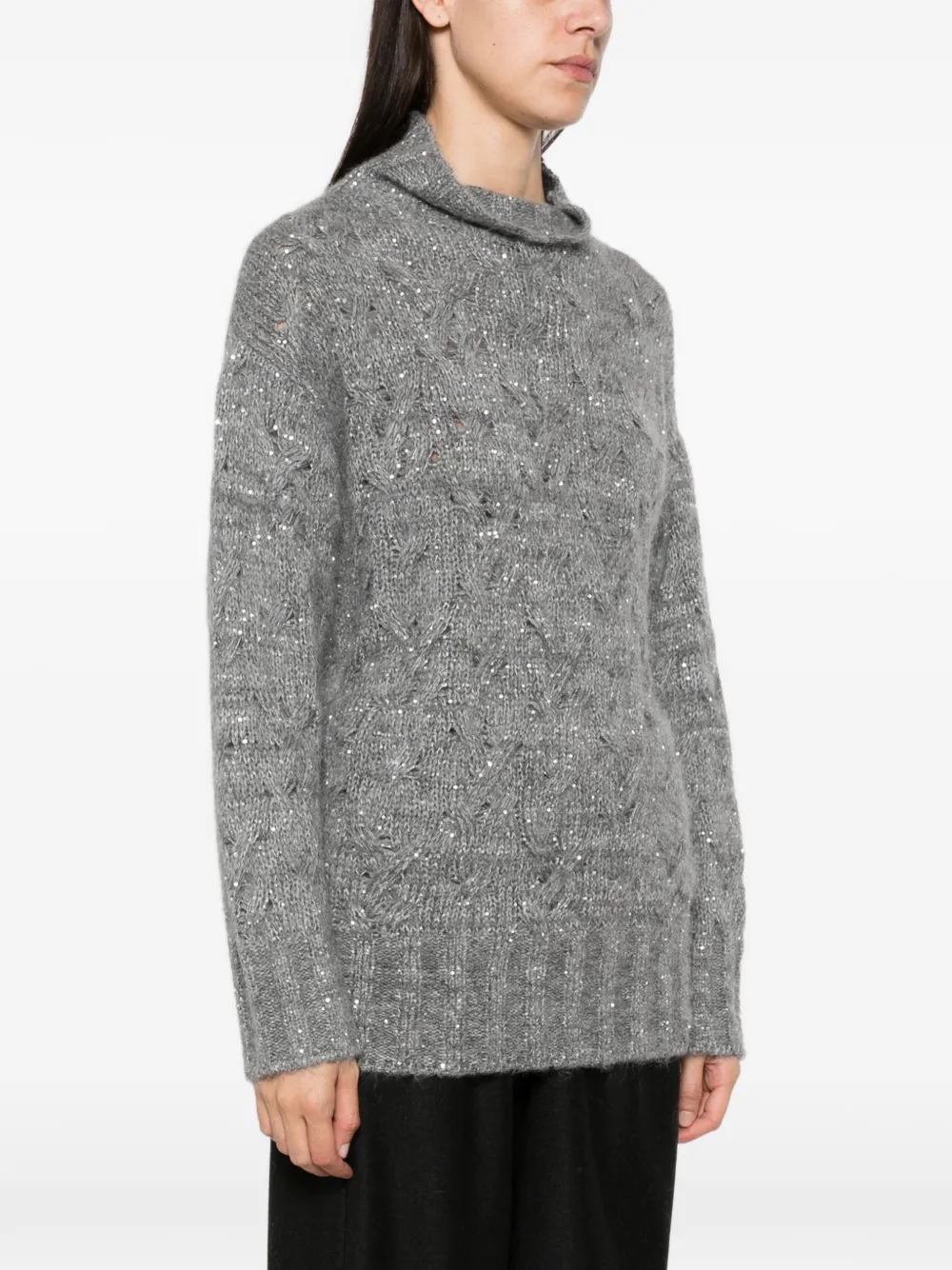 Fabiana Filippi sequin-embellished cable-knit sweater Grijs