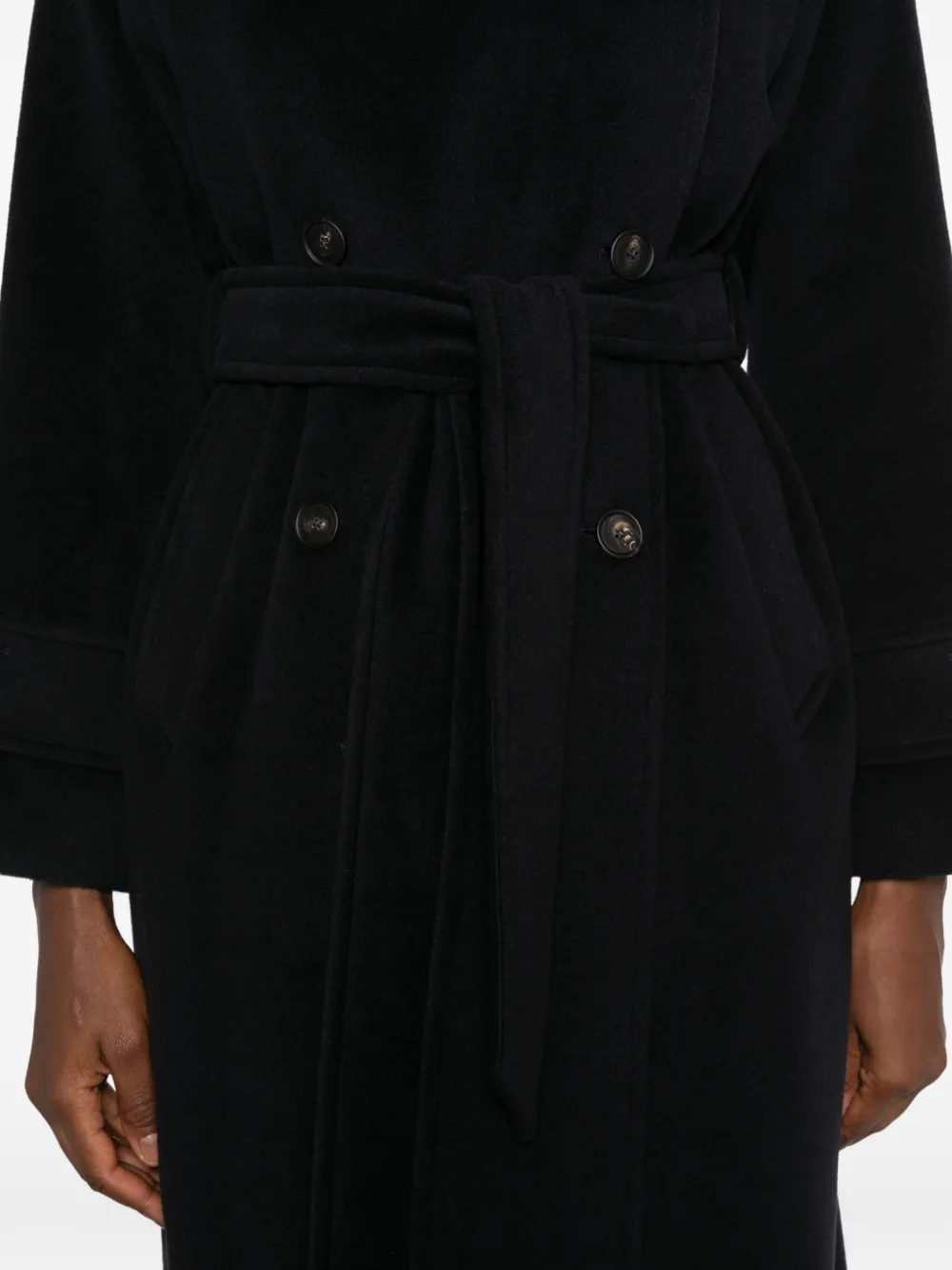 Tagliatore Henryka double-breasted belted coat Zwart