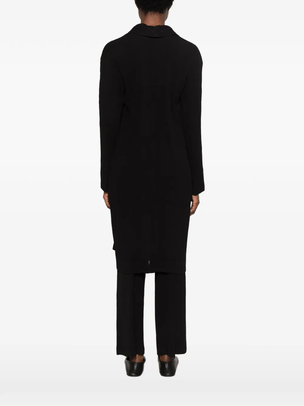 Issey Miyake pleated single-breasted coat Zwart