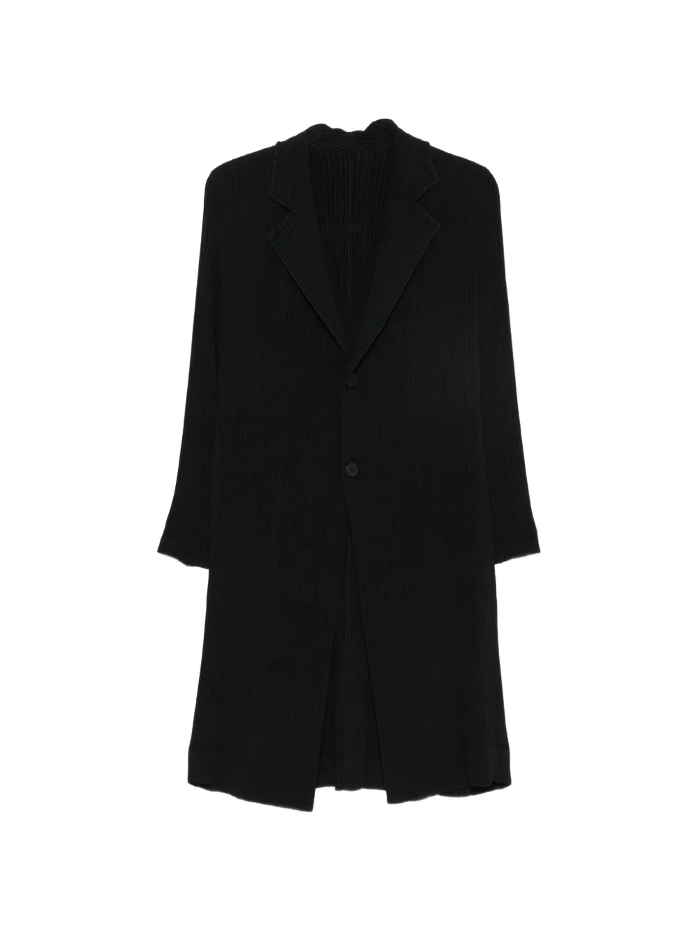 Issey Miyake pleated single-breasted coat Zwart