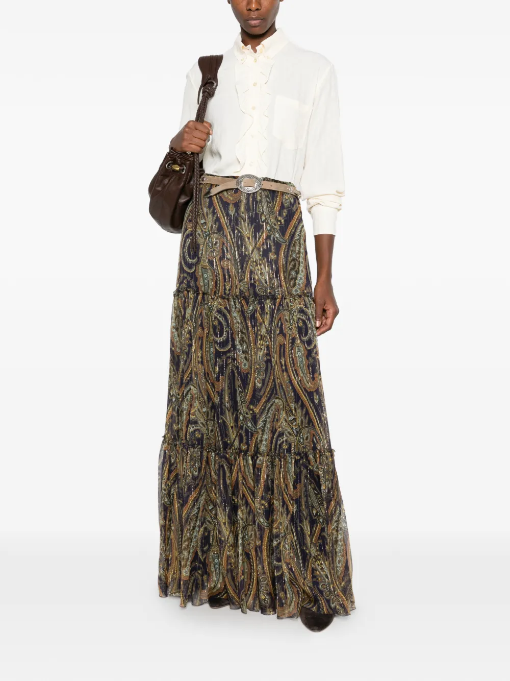 ETRO Gelaagde maxi-rok met paisley-print Blauw