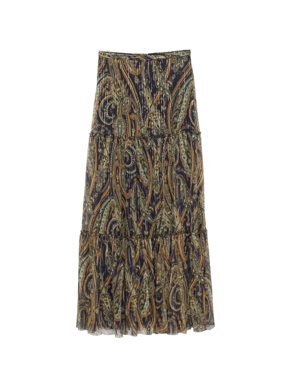 Etro Paisley-print Tiered Maxi Skirt In Blue