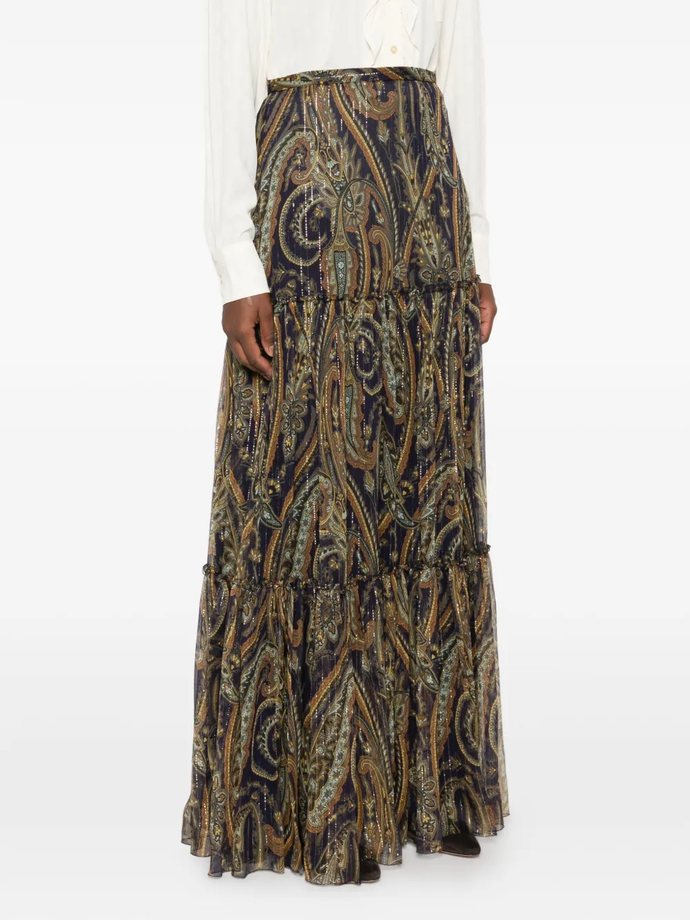 ETRO Gelaagde maxi-rok met paisley-print Blauw