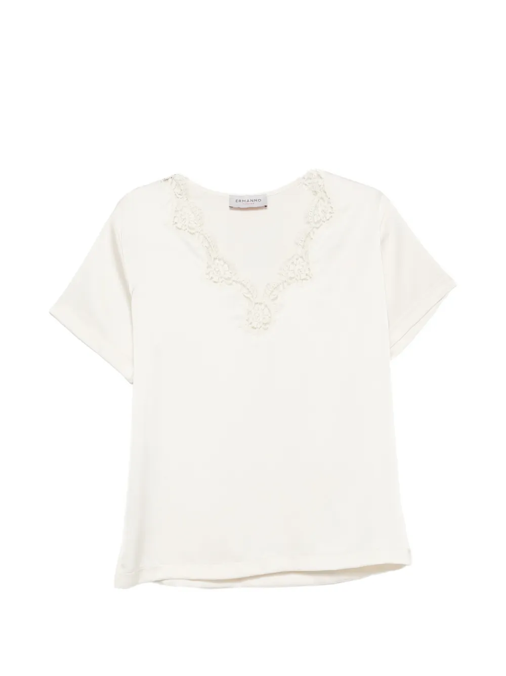 ERMANNO FIRENZE lace-trim V-neck top - Toni neutri