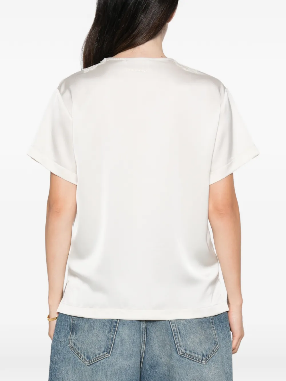 ERMANNO FIRENZE Top met kant en V-hals Beige