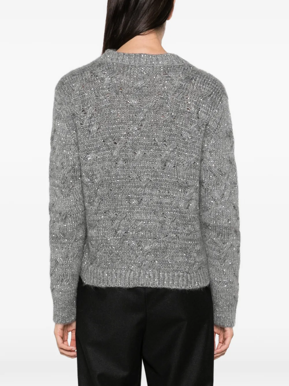 Fabiana Filippi sequin-embellished cable-knit cardigan Grijs