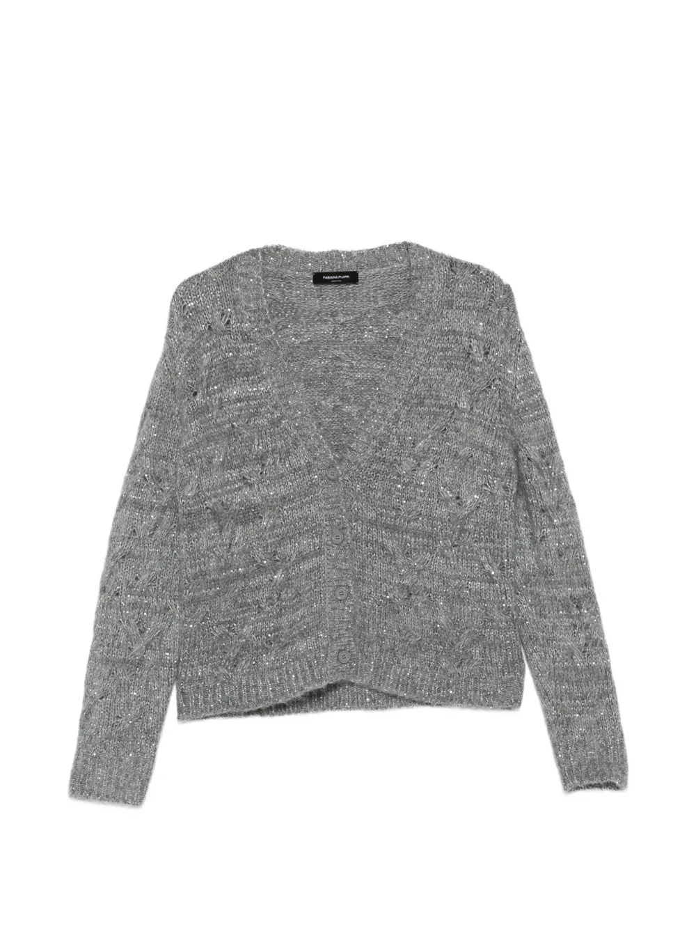 Fabiana Filippi sequin-embellished cable-knit cardigan - Grey