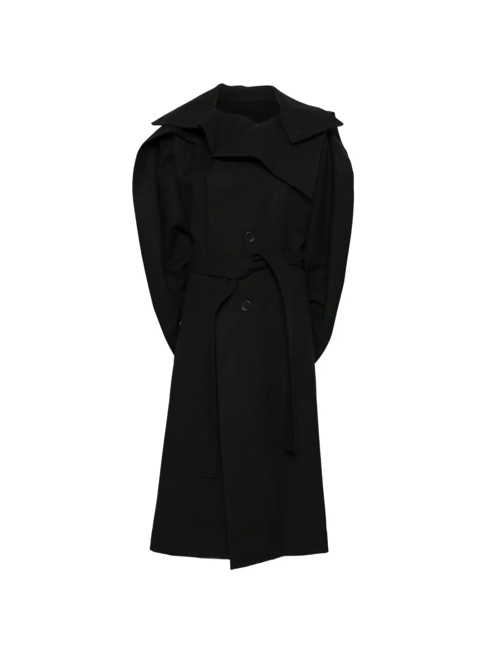 Issey Miyake belted oversized-collar coat - Black