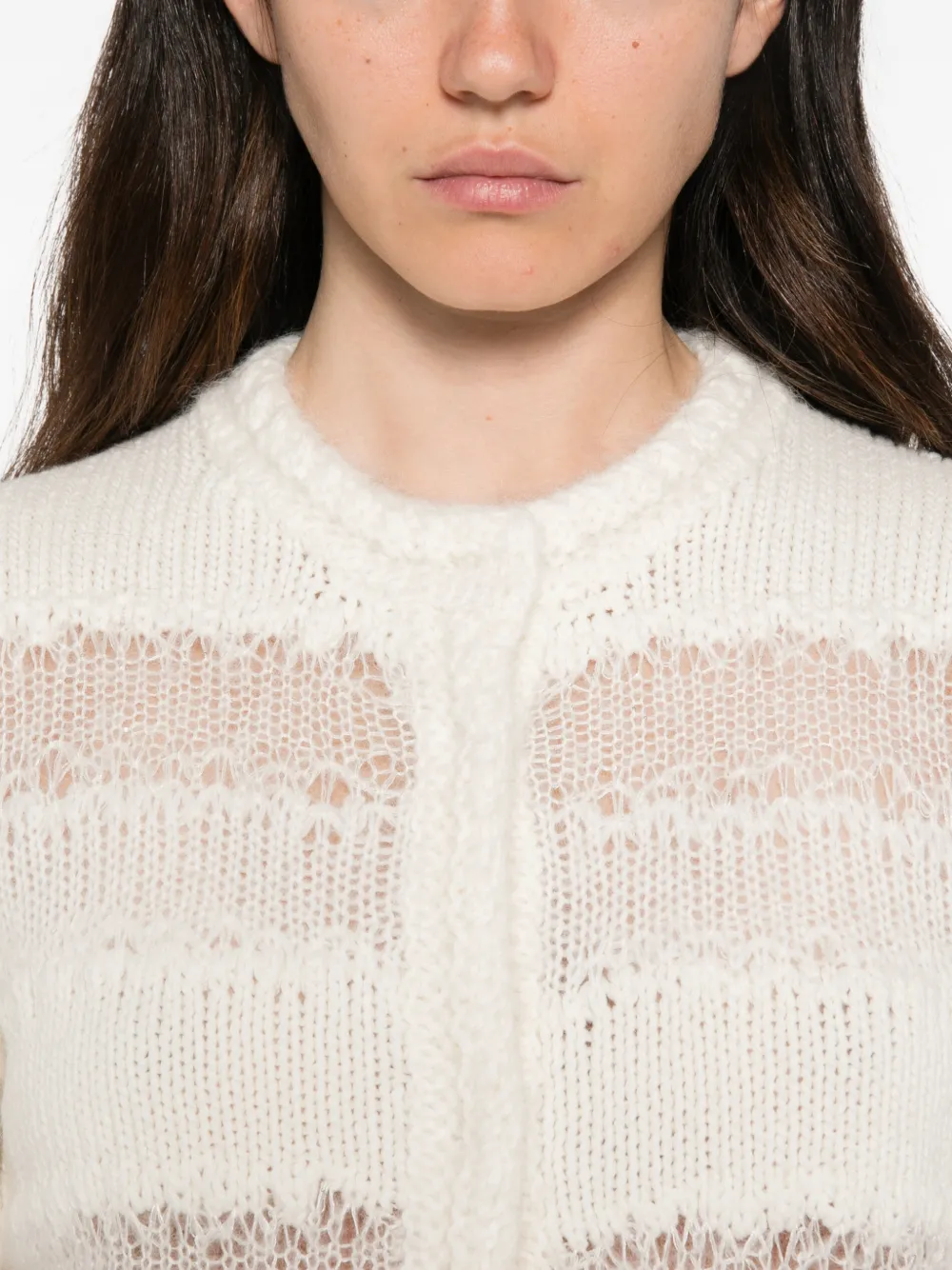 Fabiana Filippi open-knit striped cardigan Wit