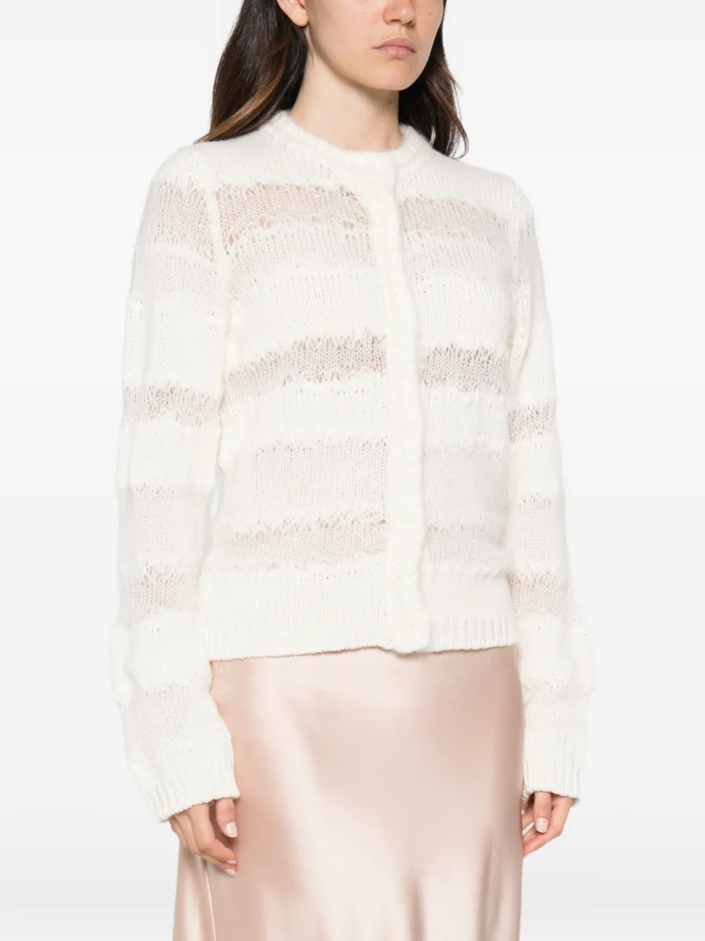 Fabiana Filippi open-knit striped cardigan Wit