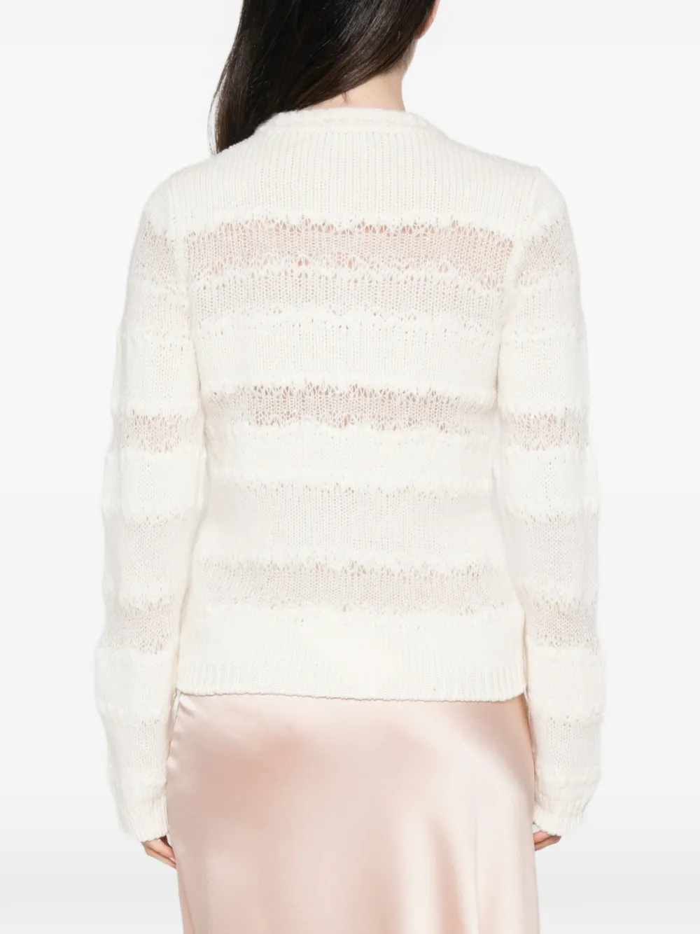 Fabiana Filippi open-knit striped cardigan Wit