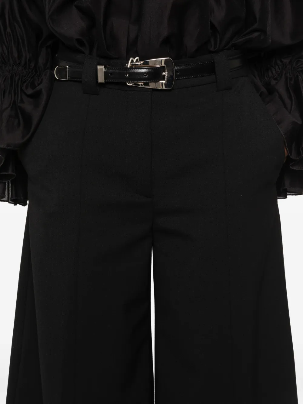 THELATEST Pantalon met wijde pijpen Zwart