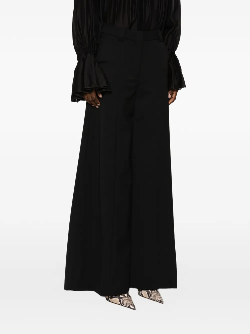 THELATEST Pantalon met wijde pijpen Zwart