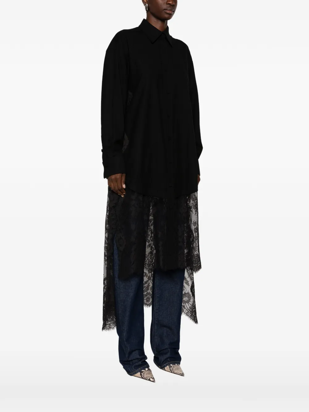 ZIMMERMANN Valiant lange blouse met kanten vlakken Zwart