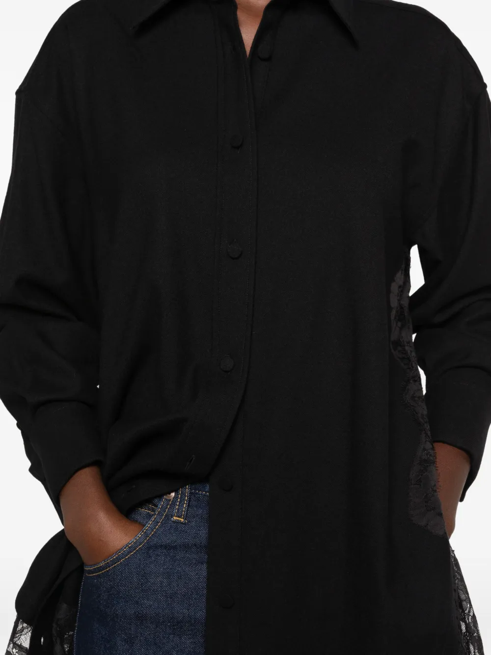 ZIMMERMANN Valiant lange blouse met kanten vlakken Zwart