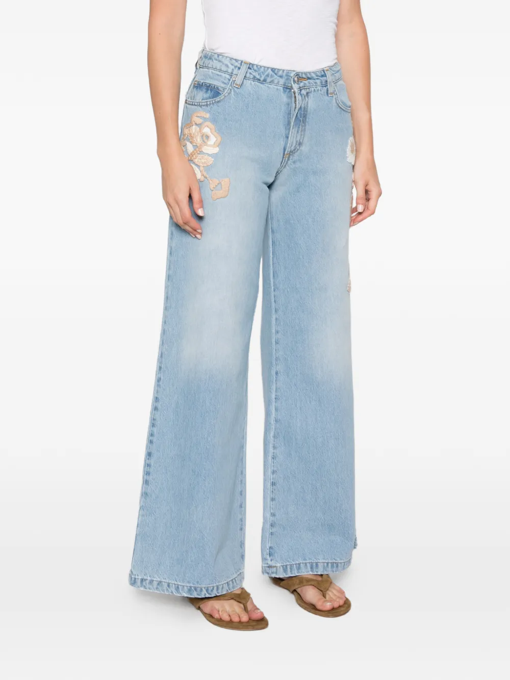 ERMANNO FIRENZE Jeans met geborduurde bloemen Blauw