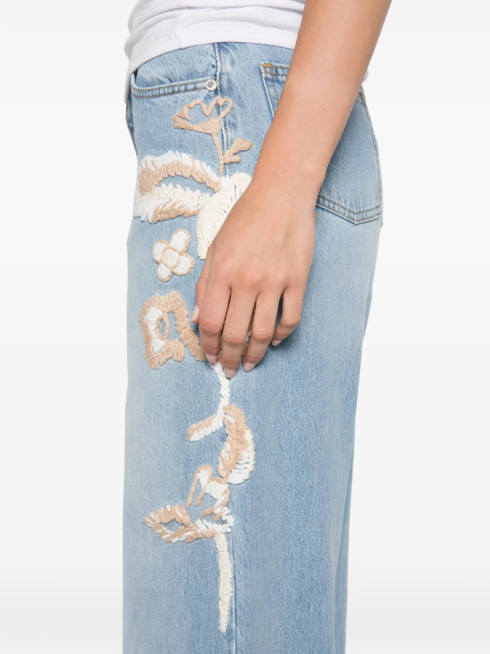 ERMANNO FIRENZE Jeans met geborduurde bloemen Blauw