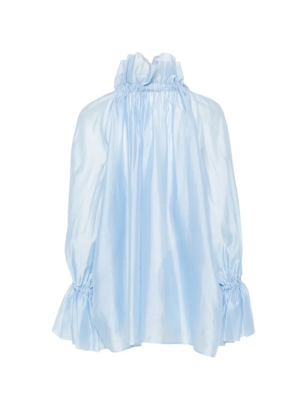 THELATEST ruffled-neck blouson-sleeve shirt Blauw