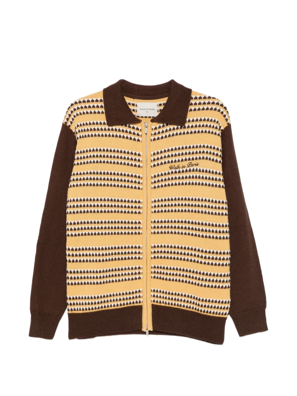 WALK IN PARIS striped-knit zip-up cardigan