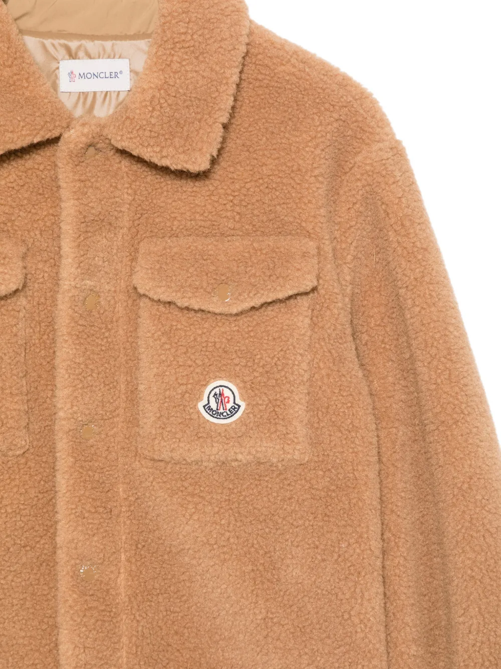 Moncler Enfant teddy-fleece logo-patch jacket Bruin
