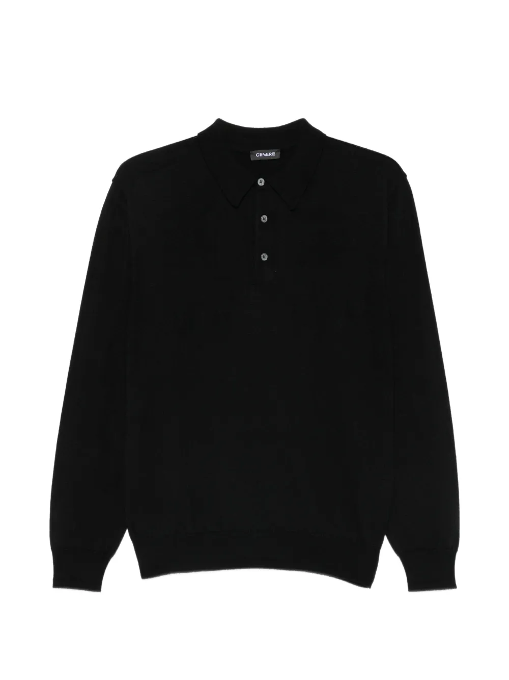 Cenere Long-sleeved Polo Shirt In Black